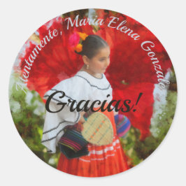 Pegatina Redonda Fiesta Flower Gracias 2555