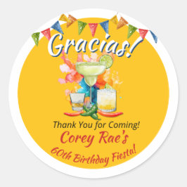 Pegatina Redonda Fiesta "Gracias" 60th Birthday Thank You Custom