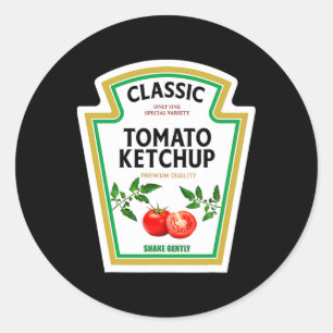 Pegatina Redonda Fiesta Halloween de disfraces de Ketchup de tomate