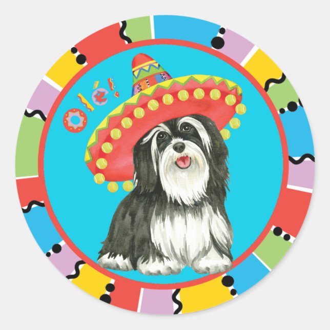 Pegatina Redonda Fiesta Havanese (Anverso)