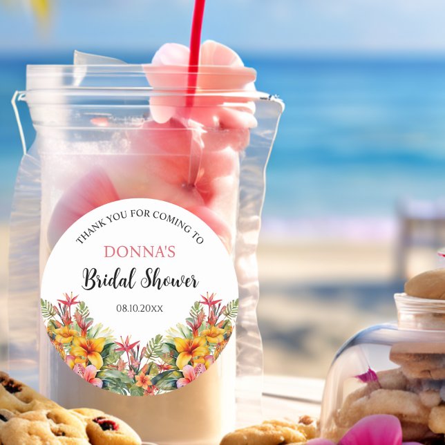 Pegatina Redonda Fiesta Hawaiana Tropical de Despedida de Soltera (Subido por el creador)