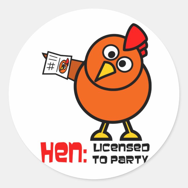 Pegatina Redonda Fiesta Hen (Anverso)