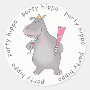 Pegatina Redonda Fiesta Hippo