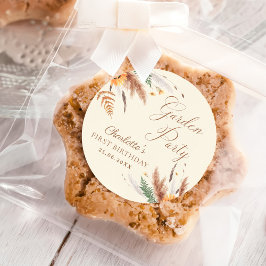 Pegatina Redonda Fiesta Jardín Flor Floral 1er cumpleaños