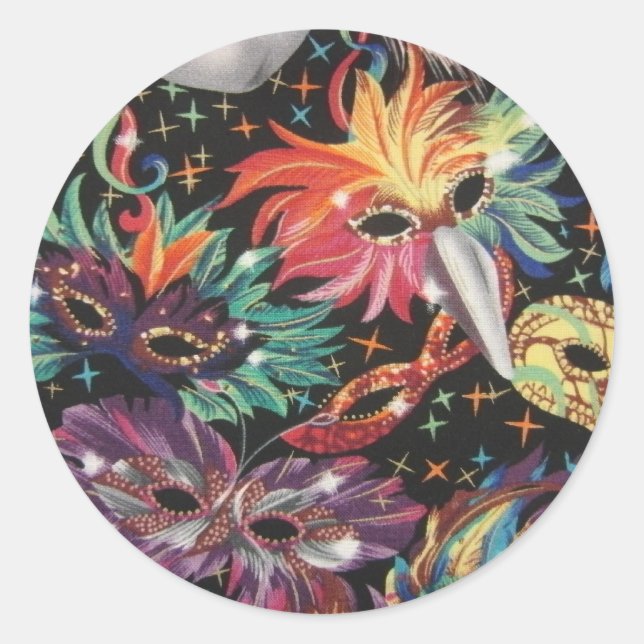 Pegatina Redonda Fiesta Mardi Gras (Anverso)