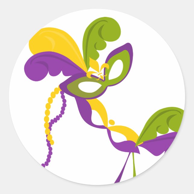 Pegatina Redonda Fiesta Mardi Gras (Anverso)