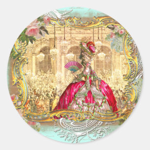 Pegatina Redonda Fiesta Marie Antoinette al estilo francés Versaill
