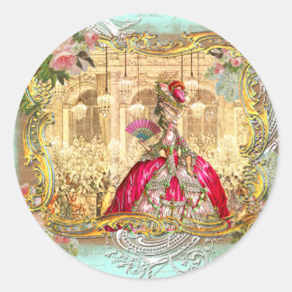 Pegatina Redonda Fiesta Marie Antoinette al estilo francés Versaill