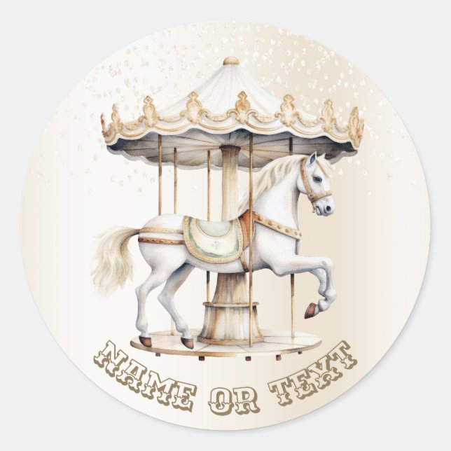 Pegatina Redonda Fiesta Merry Go Round Circus Carnival Classic (Anverso)