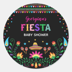 Pegatina Redonda Fiesta Mexicana Colorida Decoración para Baby Show