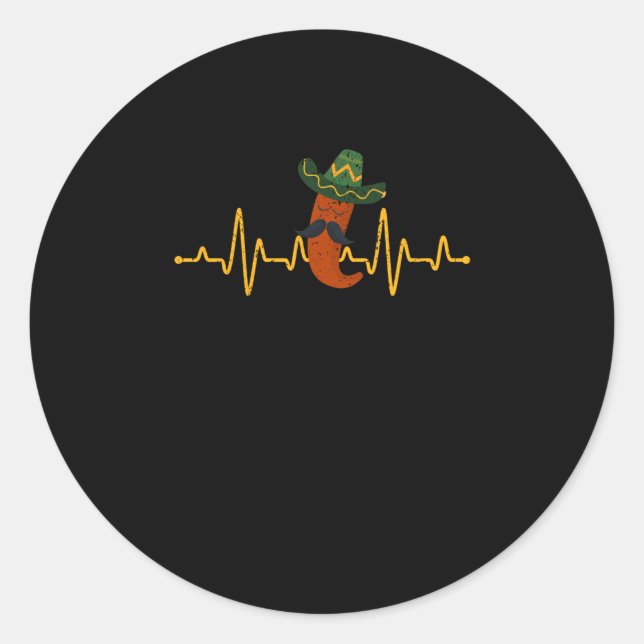 Pegatina Redonda Fiesta Mexicana de latido Chili Sombrero Cinco (Anverso)