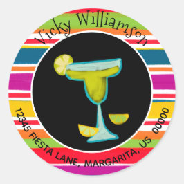 Pegatina Redonda Fiesta mexicana Margarita Dirección de retorno a r