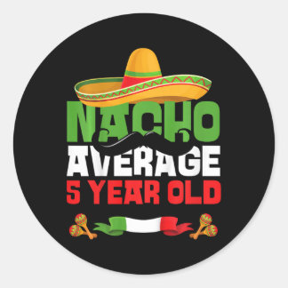 Pegatina Redonda Fiesta Mexicana para niños de 5 años, fiesta de cu