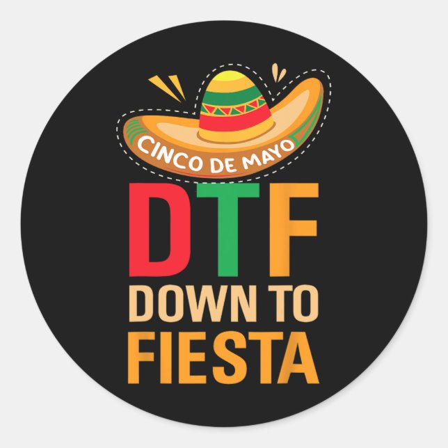 Pegatina Redonda Fiesta México Cinco De Mayo Taco D (Anverso)