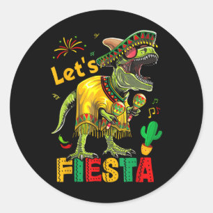 Pegatina Redonda Fiesta México Dino Trex Cinco De Mayo Toddle