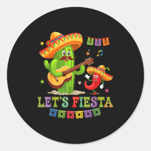 Pegatina Redonda Fiesta México fiesta taco guitarra cactus cinco