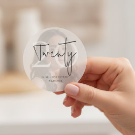 Pegatina Redonda Fiesta moderna de cumpleaños número veinte Sticker