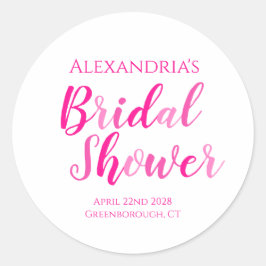 Pegatina Redonda Fiesta Moderna de Despedida de Soltera Rosa Brilla