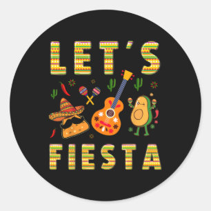 Pegatina Redonda Fiesta Nacho Guitar Aguacate Funny Cinco De Mamáes