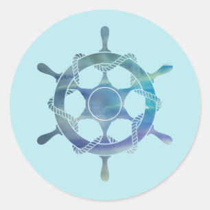 Pegatina Redonda Fiesta Nautical Wheel Ocean Gracias Pegatinas