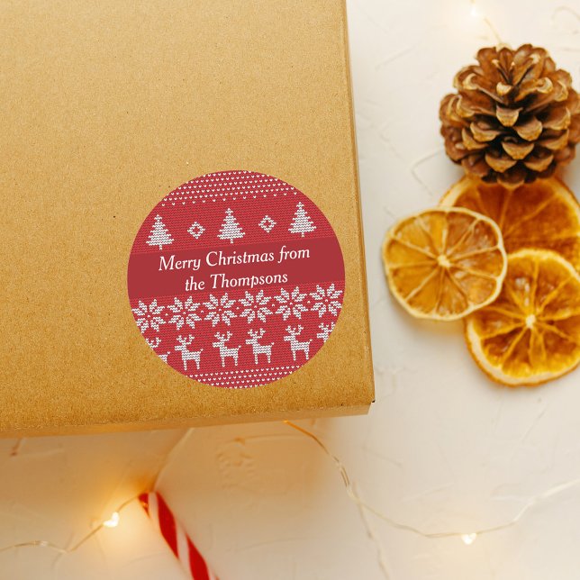 Pegatina Redonda Fiesta navideña del Personalizado de renos de los  (Subido por el creador)