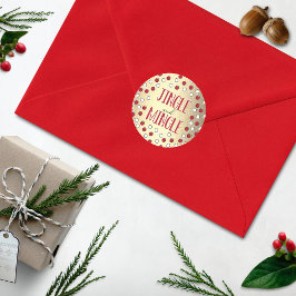 Pegatina Redonda Fiesta navideña moderna de jingle y mingle