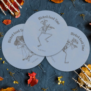 Pegatina Redonda Fiesta Negra Retro Grunge de Halloween