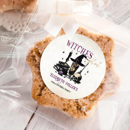 Pegatina Redonda Fiesta nocturno de brujas de Halloween