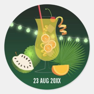 Pegatina Redonda Fiesta nocturno de cócteles de Club/Corporativo