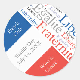 Pegatina Redonda Fiesta o evento francés con bandera de Francia