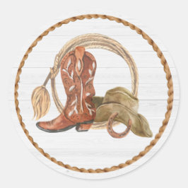 Pegatina Redonda Fiesta Occidental de Vaquero