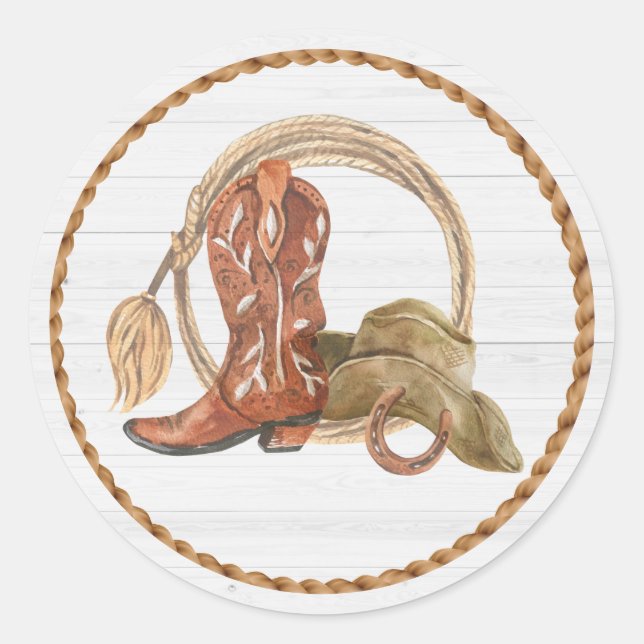 Pegatina Redonda Fiesta Occidental de Vaquero (Anverso)