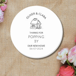 Pegatina Redonda Fiesta para el calentamiento de la casa gracias et