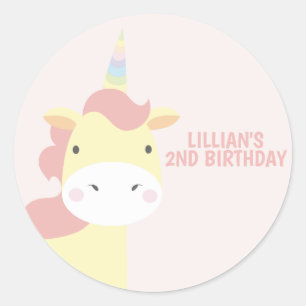 Pegatina Redonda Fiesta Pastel Unicorn