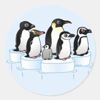Pegatina Redonda Fiesta Penguin