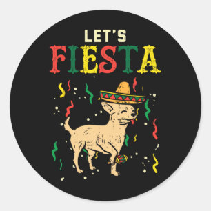 Pegatina Redonda Fiesta Perro mexicano Chihuahua Cinco De Mayo Pe