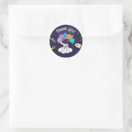 Pegatina Redonda Fiesta Personalizada de Astronauta Agradecimiento