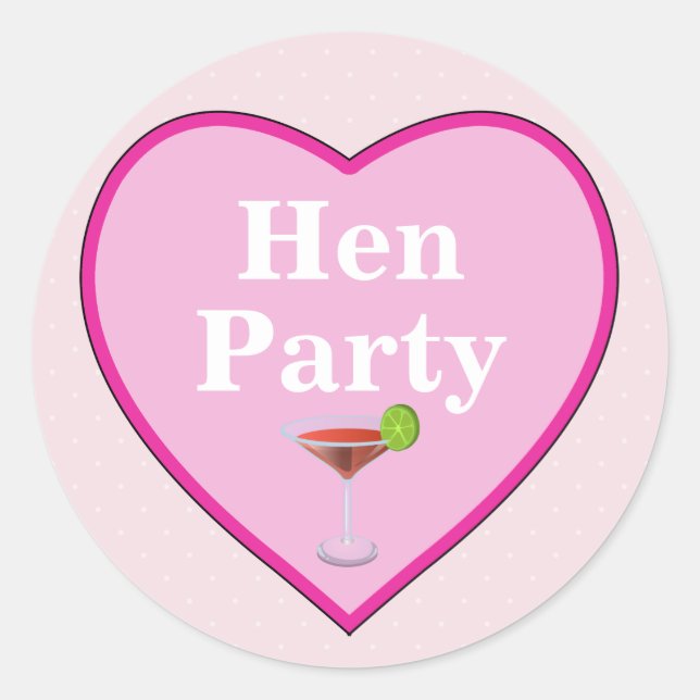 Pegatina Redonda Fiesta Pink Hen (Anverso)