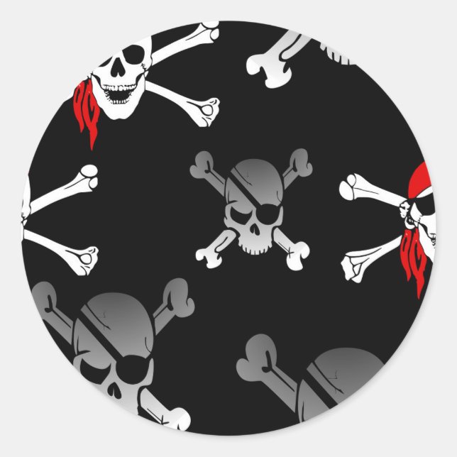 Pegatina Redonda fiesta Pirata (Anverso)