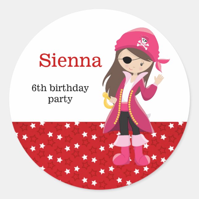 Pegatina Redonda Fiesta pirata (Anverso)