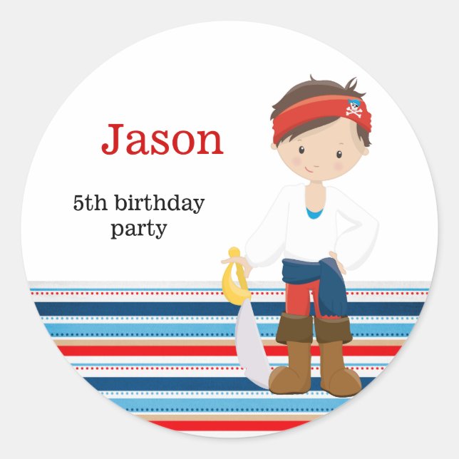 Pegatina Redonda Fiesta pirata (Anverso)