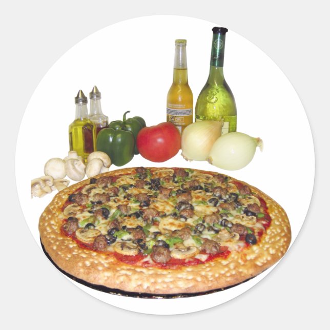 Pegatina Redonda Fiesta Pizza (Anverso)