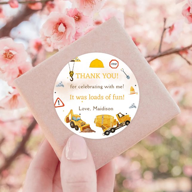 Pegatina Redonda Fiesta por el cumpleaños de la construcción gracia (Subido por el creador)