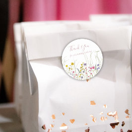 Pegatina Redonda Fiesta por el cumpleaños de las flores silvestres 