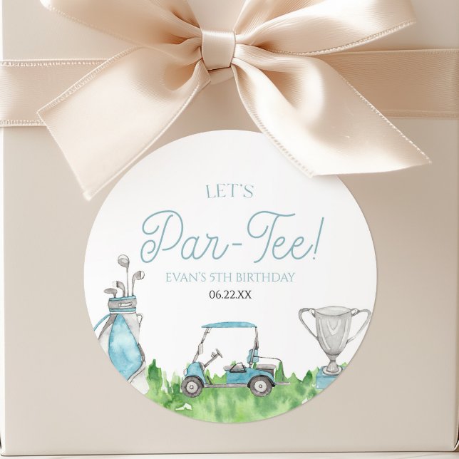Pegatina Redonda Fiesta por el cumpleaños del golf azul Par-Tee (Subido por el creador)