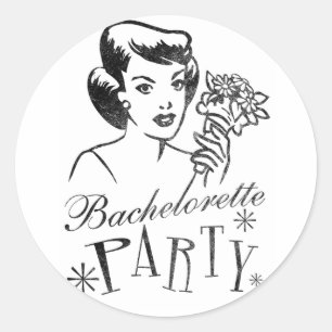 Pegatina Redonda Fiesta Retro Bachelorette