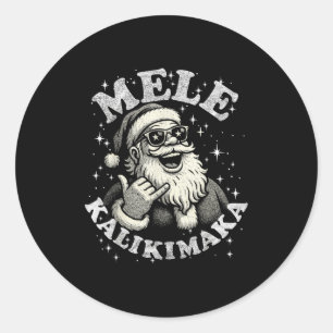 Pegatina Redonda Fiesta Retro de Navidad Hawaiana Mele Kalikimaka S