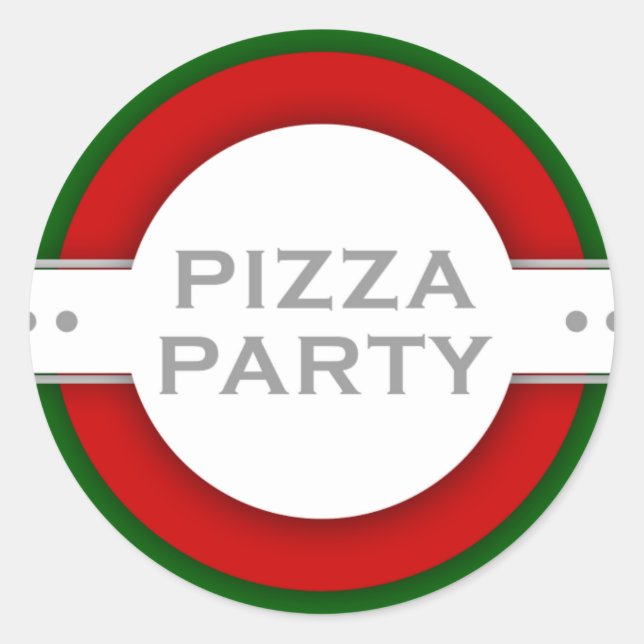 Pegatina Redonda fiesta retro PIZZA (Anverso)