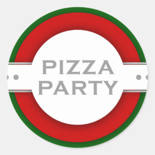 Pegatina Redonda fiesta retro PIZZA