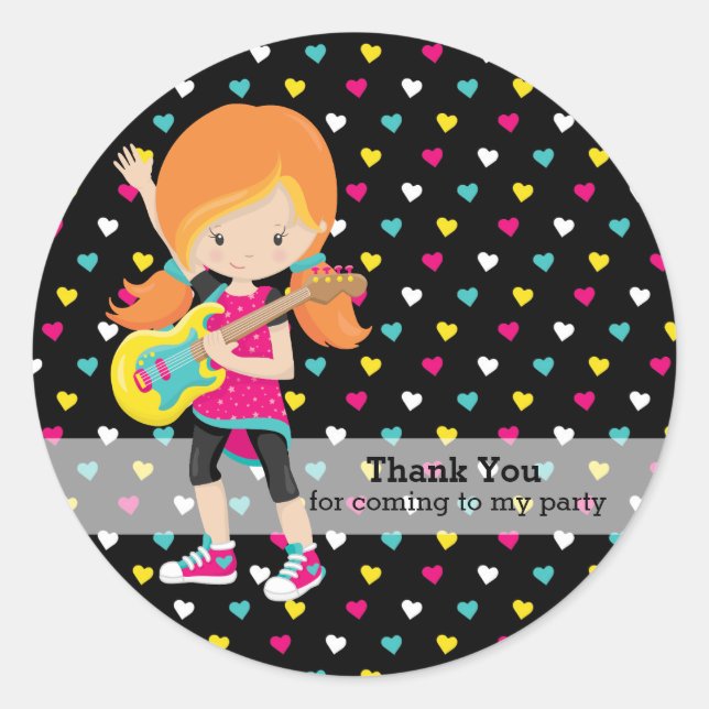 Pegatina Redonda Fiesta Rockstar (Anverso)